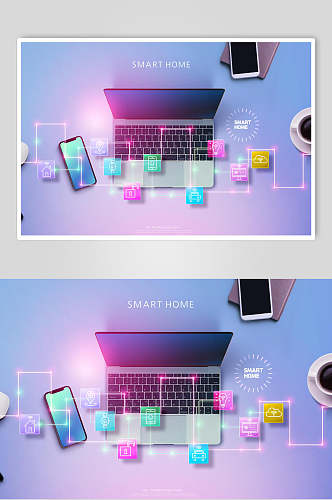 时尚商务紫互联网手机电脑办公素材
