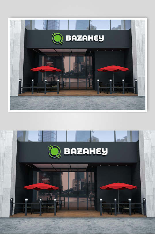 英文字母玻璃门框店铺门头样机-众图网