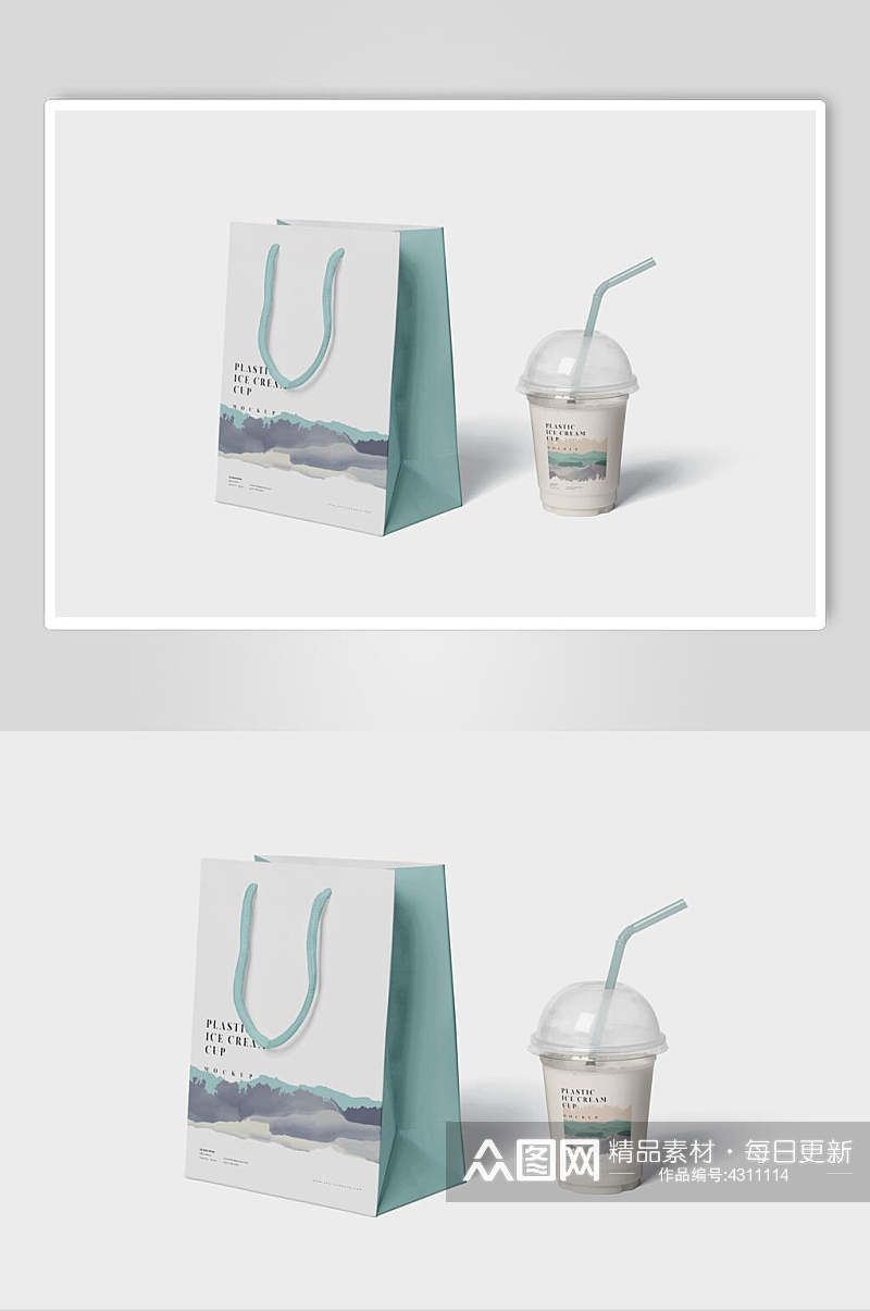 袋子被子创意大气奶茶塑料杯样机素材