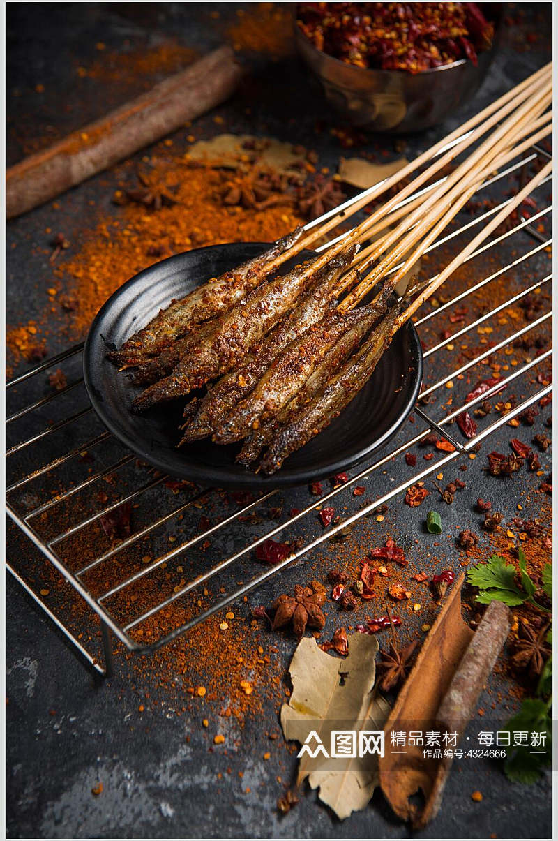烧烤肉串辣椒香料美食图片素材