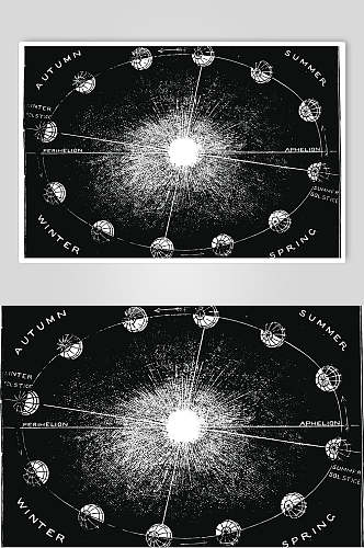 黑白简约手绘占星术图案矢量素材