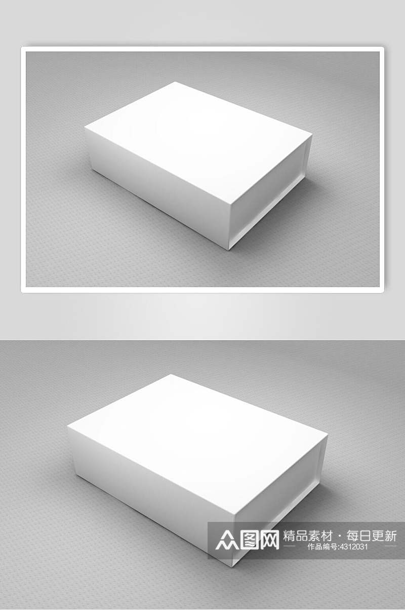 灰色清新白色方形抽拉翻盖盒子样机素材