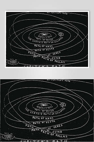 线条黑白手绘占星术图案矢量素材