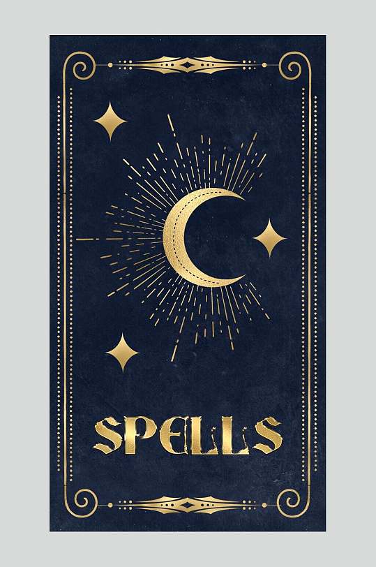 塔罗牌金色边框素材