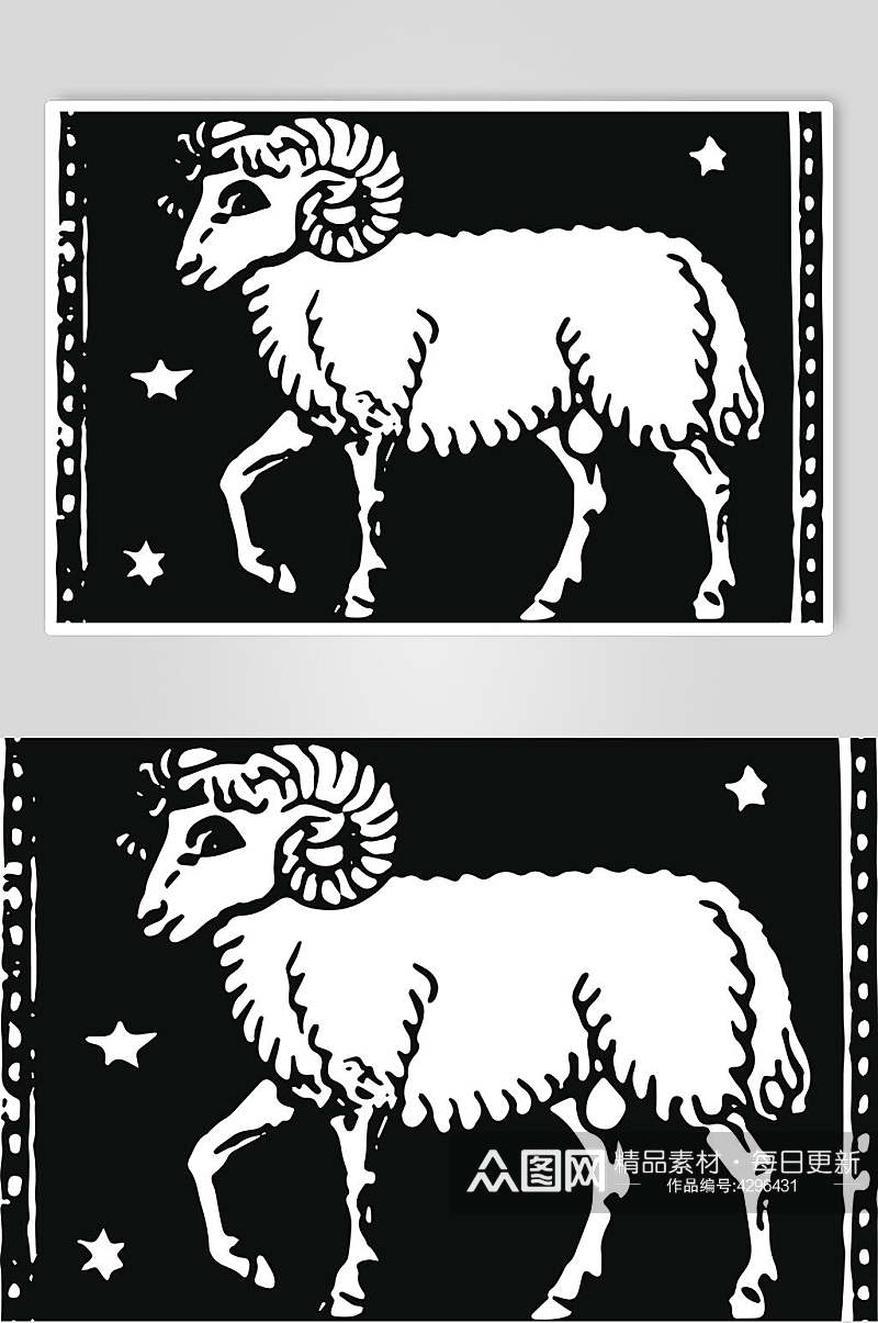 大气羊占星术图案矢量素材素材