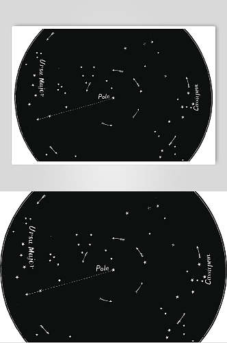 黑白简约清新占星术图案矢量素材