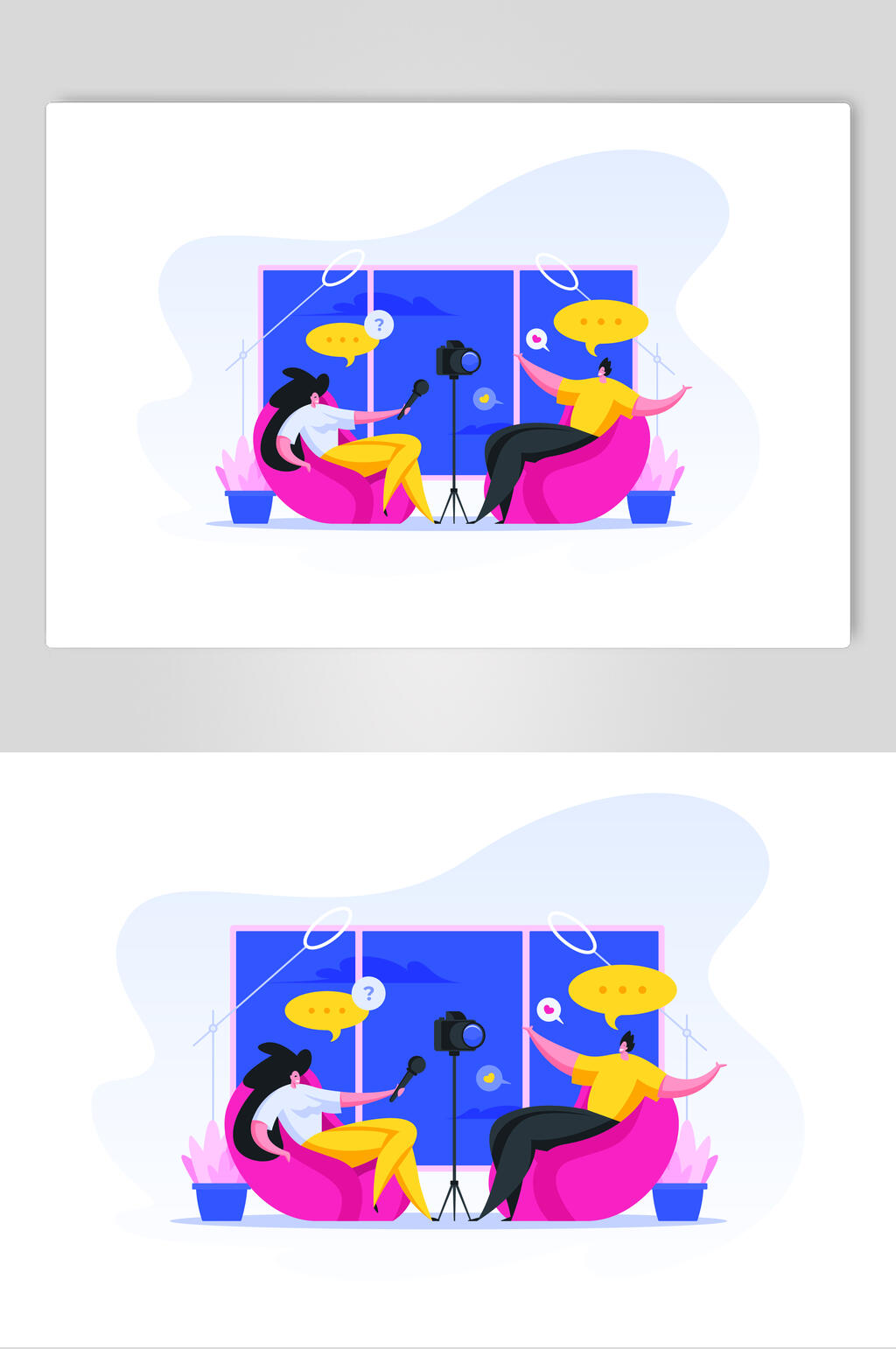 创意采访插画生活矢量素材素材