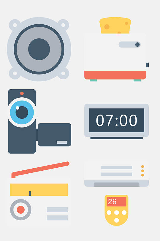 音响电子闹钟数码电子类卡通图案免抠素材