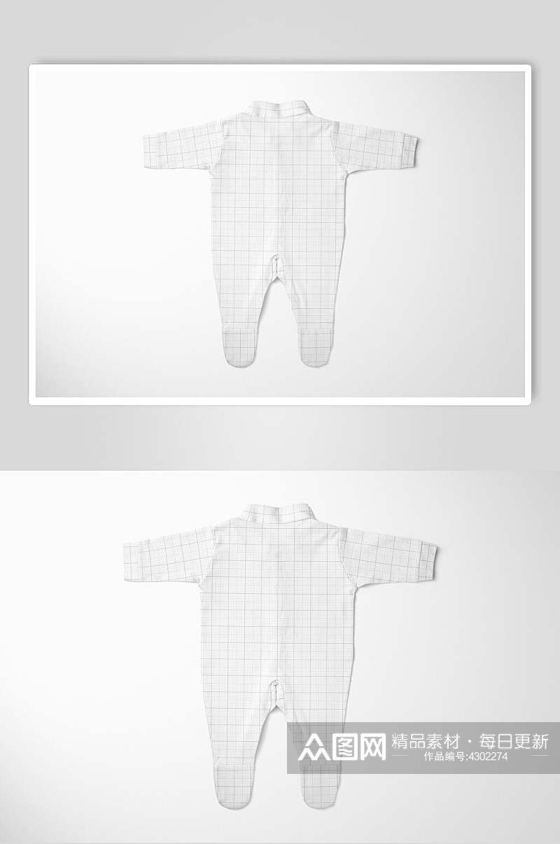 方格线条灰色儿童连体睡衣样机素材