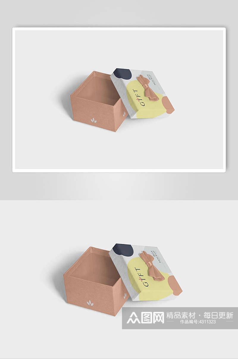 立体方形英文文创包装礼盒样机素材