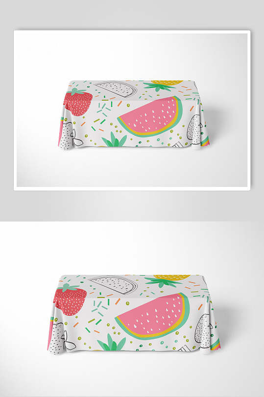 西瓜草莓清新创意大气手绘桌布样机