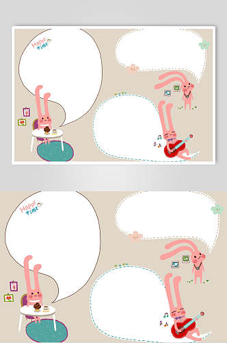 简约兔子创意高端清新卡通边框素材
