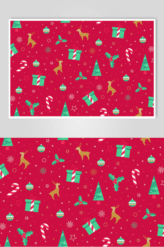 红色麋鹿礼物圣诞插画矢量素材