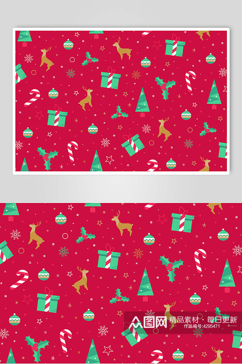 红色麋鹿礼物圣诞插画矢量素材素材