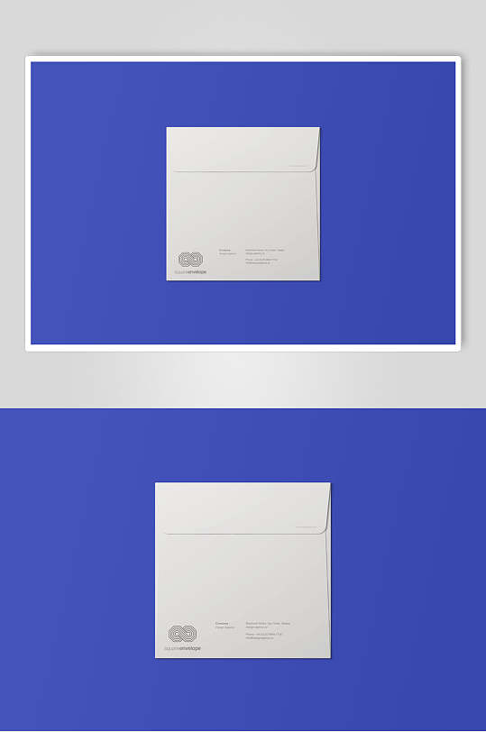 蓝白创意大气纸张方形信封贺卡样机