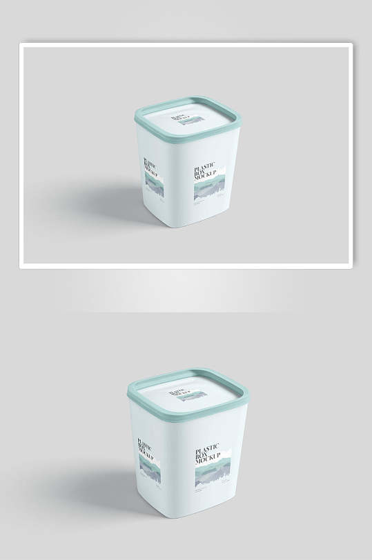 侧面绿灰创意大气正方形盒子样机-众图网