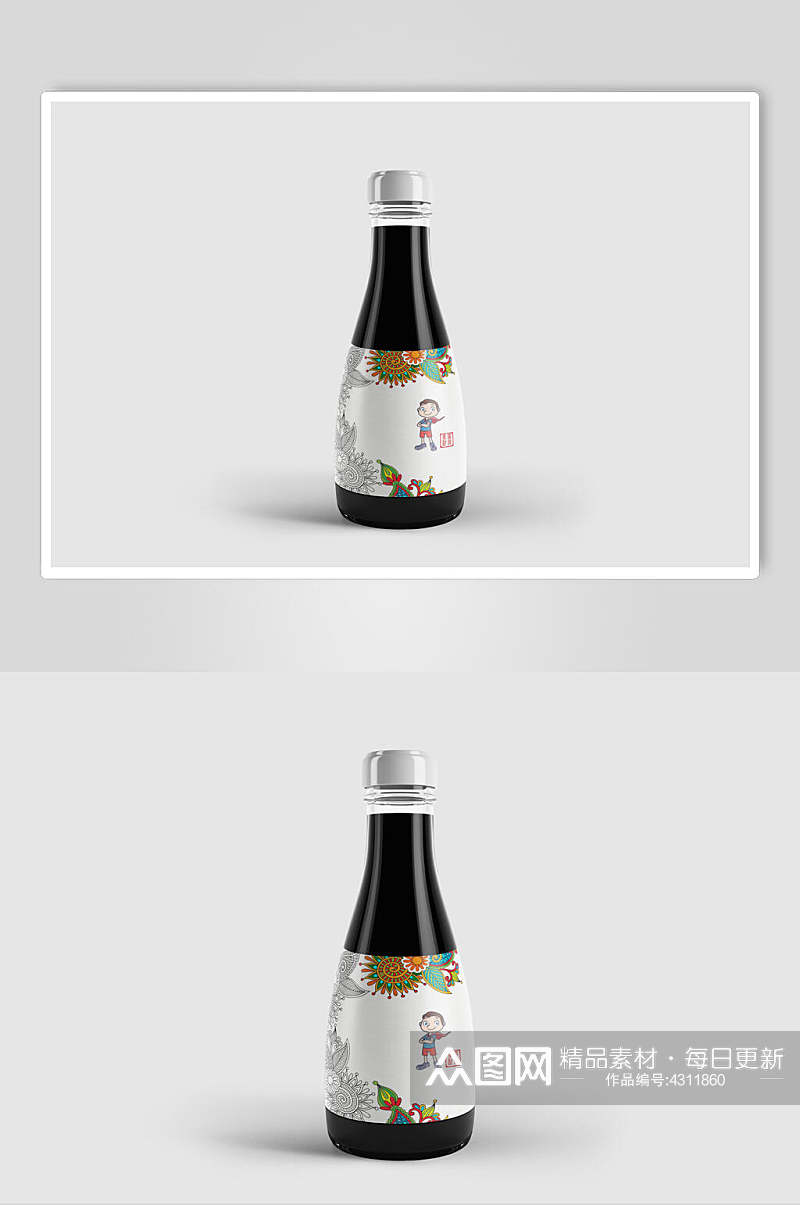 瓶子简约创意大气灰色瓶罐包装样机素材
