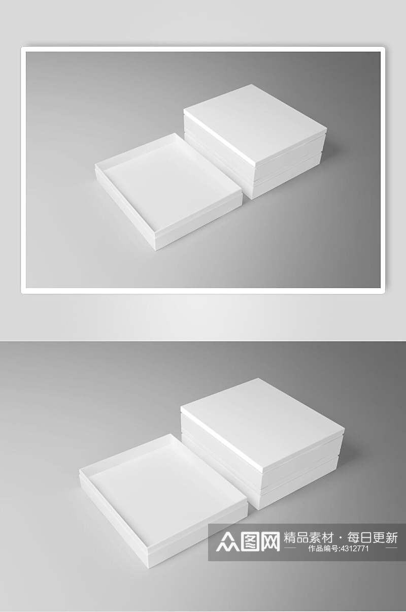 黑色简约白色方形抽拉翻盖盒子样机素材