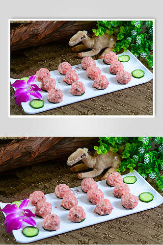 创意花朵黄瓜片牛肉丸菜品图片