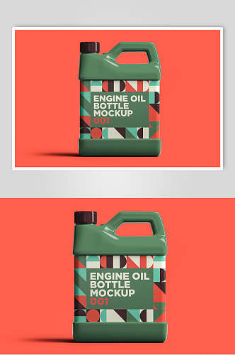 几何图形英文字母绿发动机油瓶