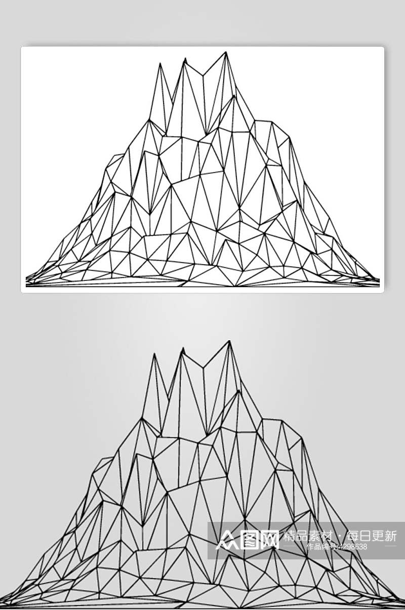 极简高山线描立体矢量素材素材