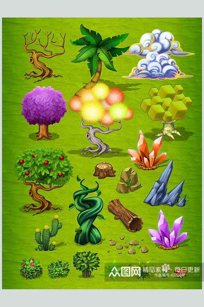 绿树游戏道具素材素材