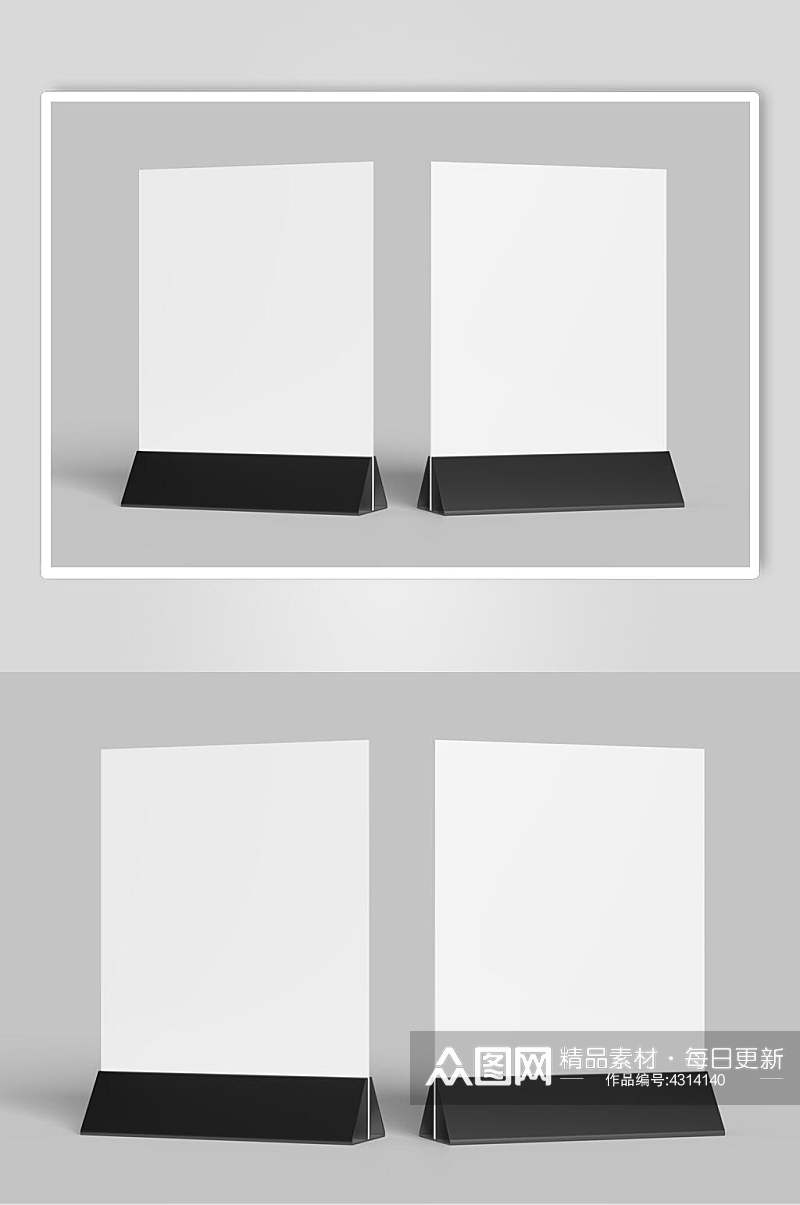 长方形阴影灰白色餐饮台卡样机素材
