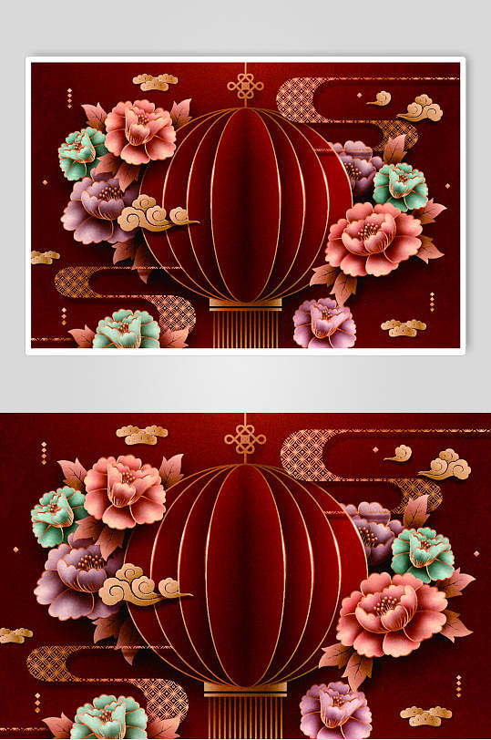 创意花朵灯笼春节新春海报矢量素材