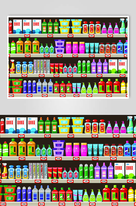 食物标签商场货架插画矢量素材
