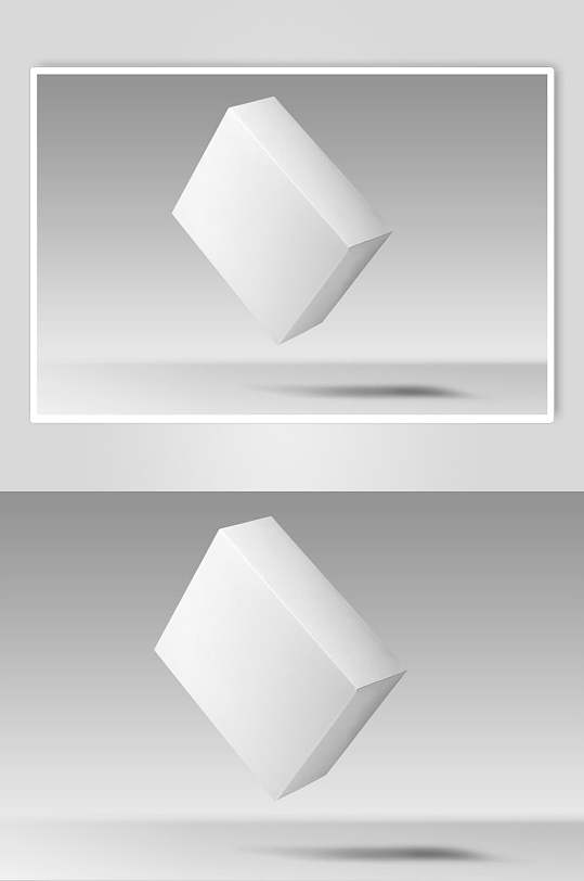 悬空灰色白色方形抽拉翻盖盒子样机