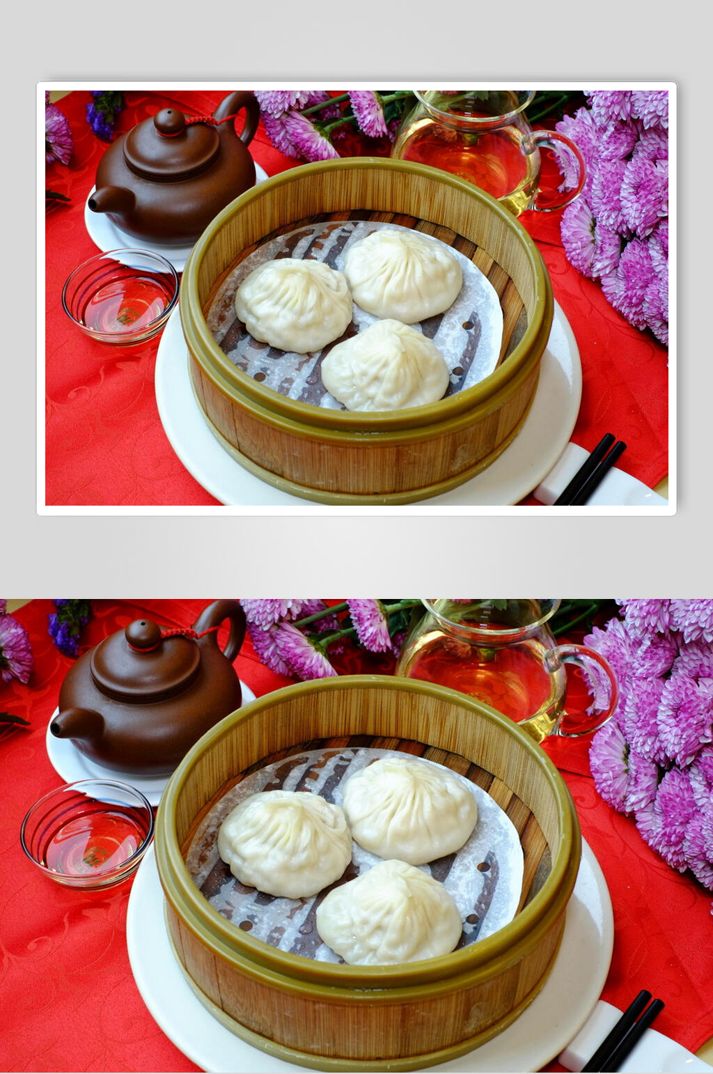 茶壶一笼包子早点图片素材