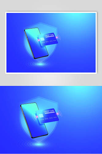 蓝色手机银行卡银联金融矢量素材