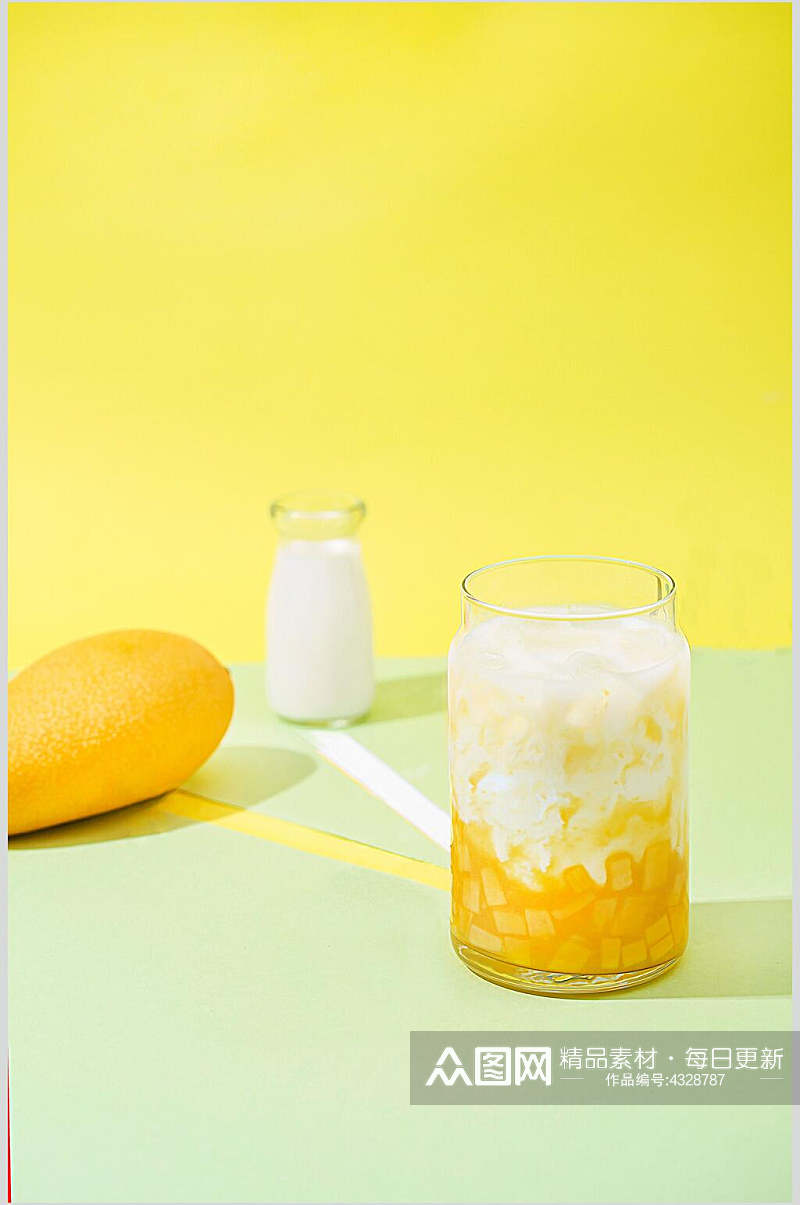 黄绿杯子清新精致果汁奶茶摄影图片素材