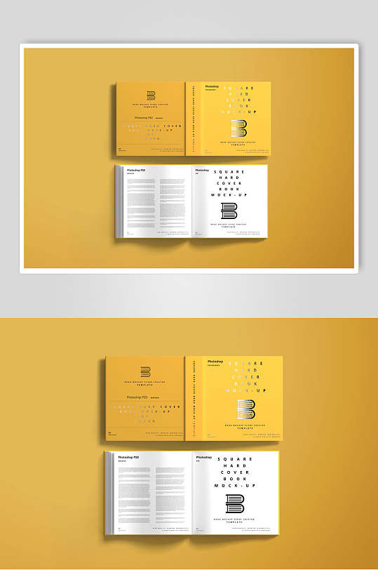 展开正反面精装书籍样机