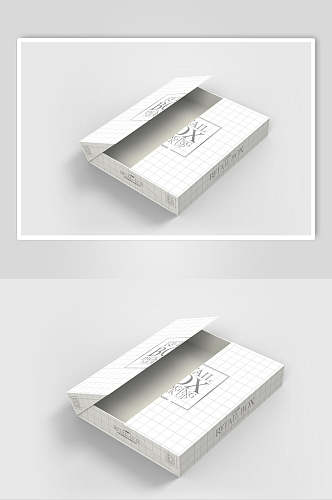 线条白色创意高端清新纸盒包装样机