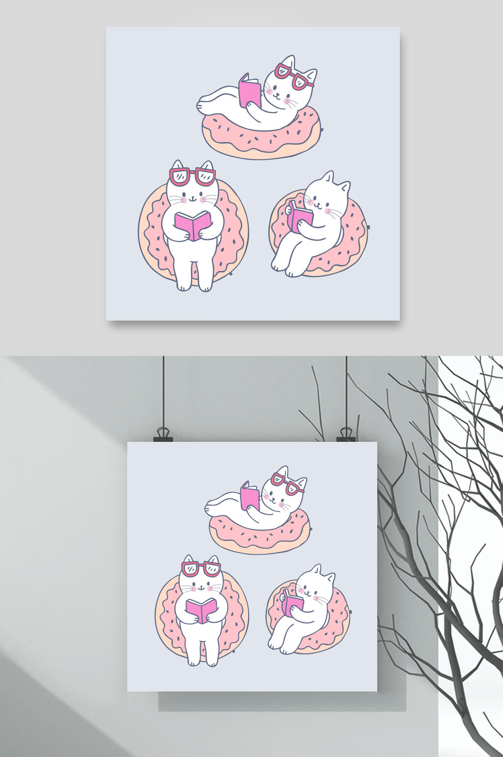 可爱沙发卡通猫咪矢量素材素材