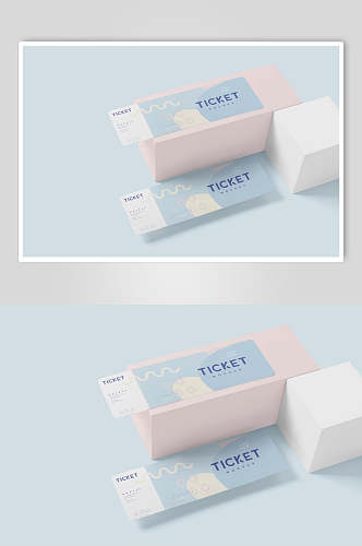 盒子蓝粉创意高端清新纸张票证样机