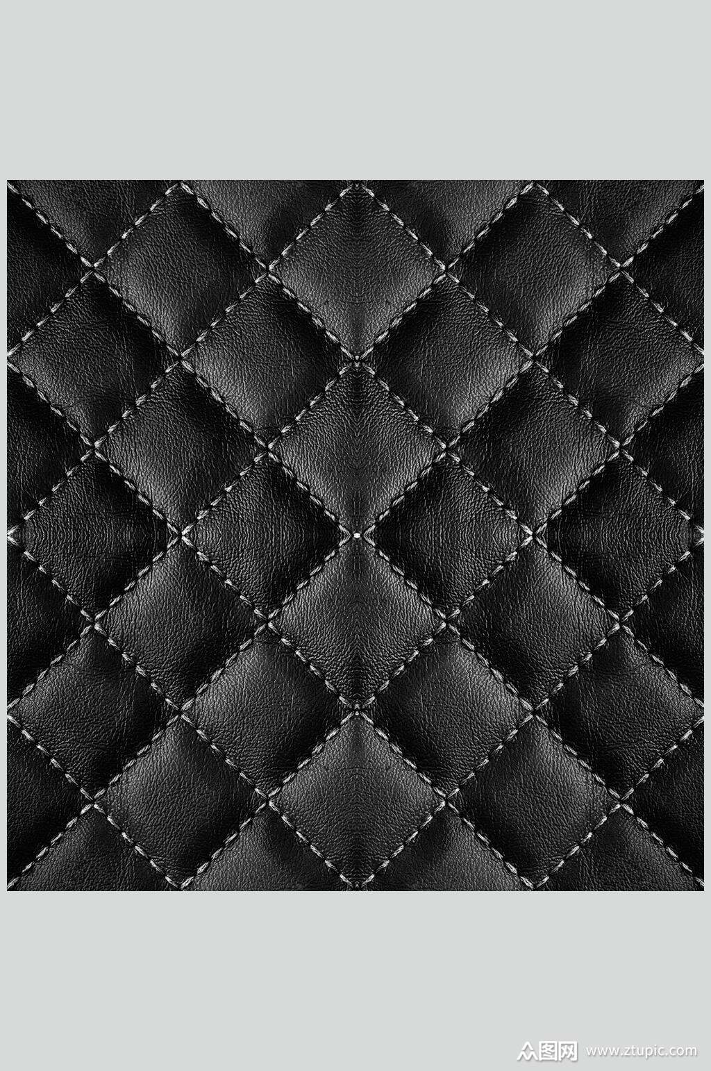 黑色棱形皮革真皮纹理图片素材