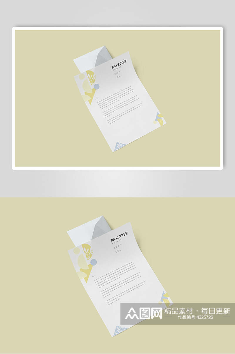 纸张黄白创意高端素雅宣传单样机素材