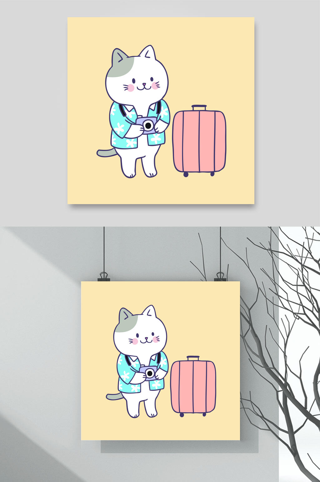 旅行卡通猫咪矢量素材素材