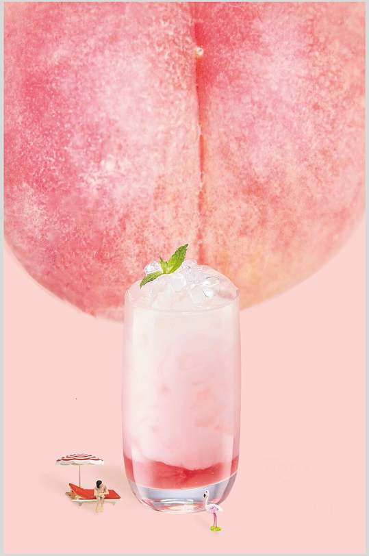 桃子粉色杯子精致果汁奶茶摄影图片