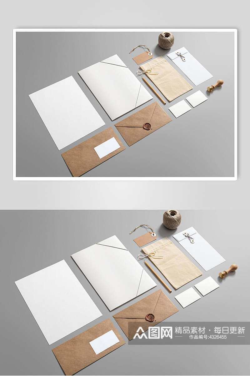纸张信封创意高端简约办公文创样机素材
