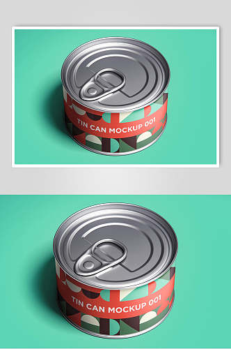 红绿圆形创意高端清新锡罐包装样机