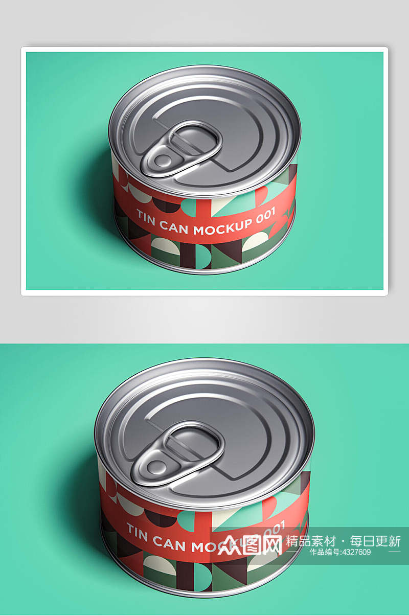 红绿圆形创意高端清新锡罐包装样机素材
