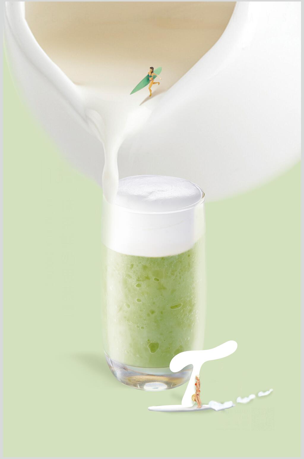 绿色简约清新精致果汁奶茶摄影图片素材