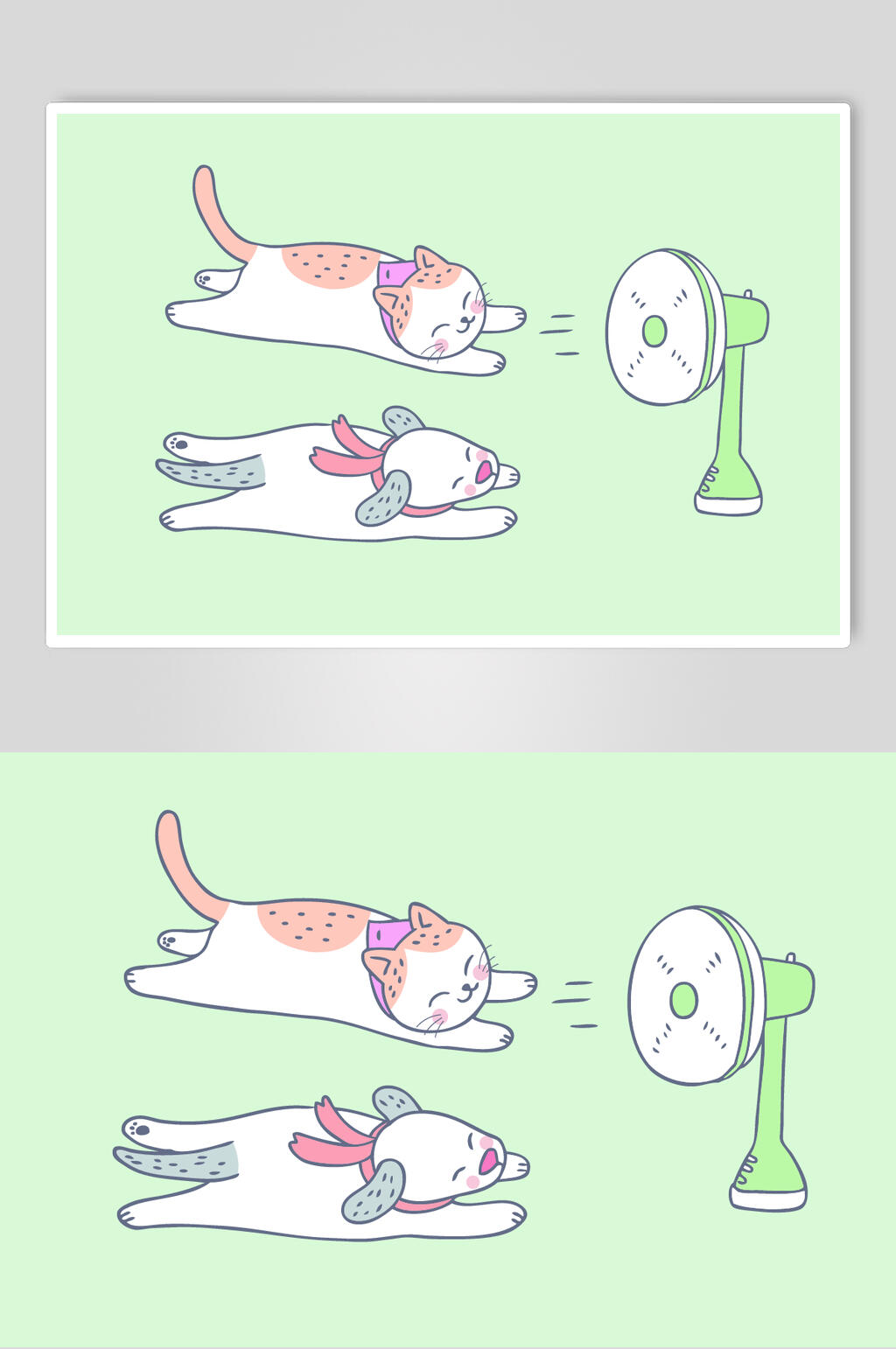 风扇卡通猫咪矢量素材素材