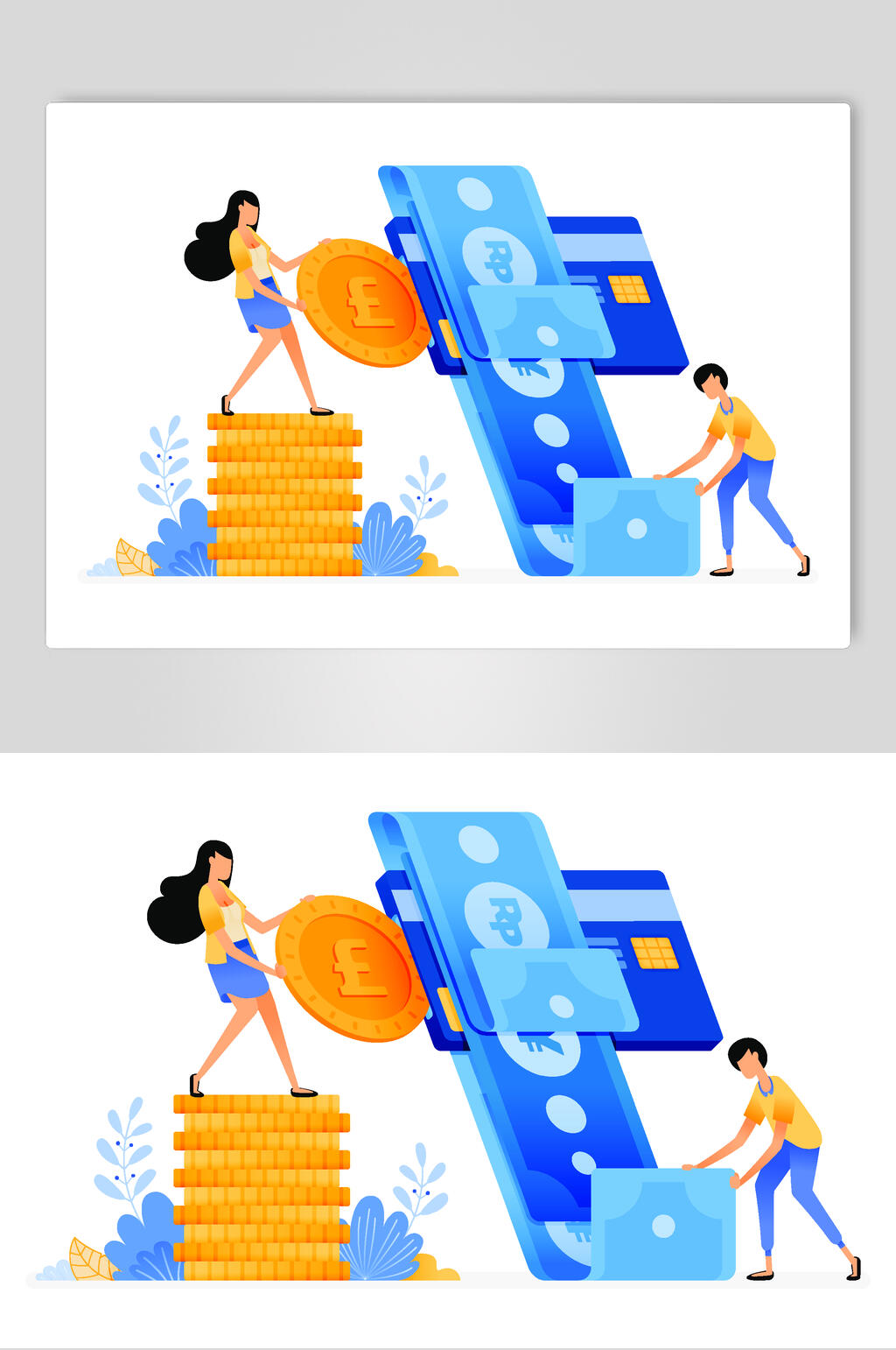卡通银联金融矢量素材素材