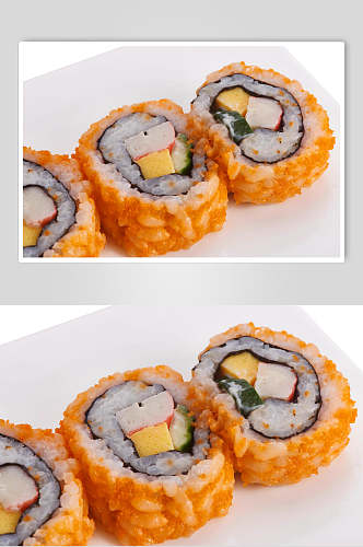 盘子黄白高清拍摄美味寿司实拍图片