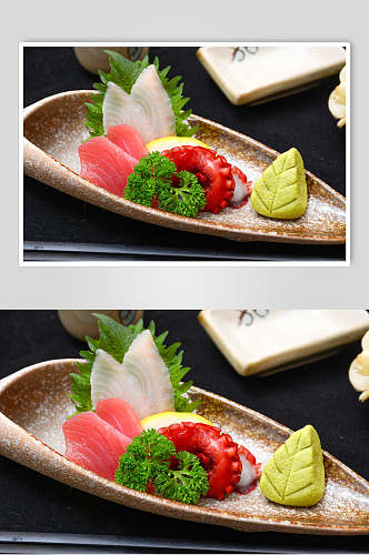 海鲜刺身美味寿司实拍图片