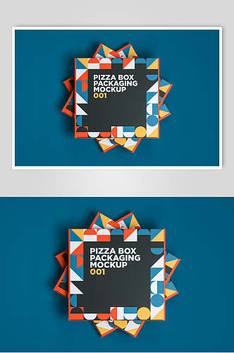 方形彩色创意高端披萨包装盒样机